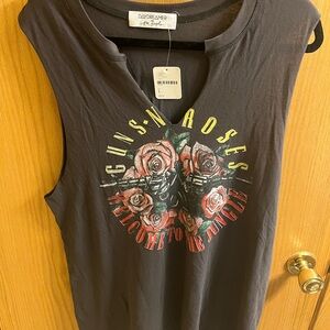 Free People Black Graphic Muscle Tee